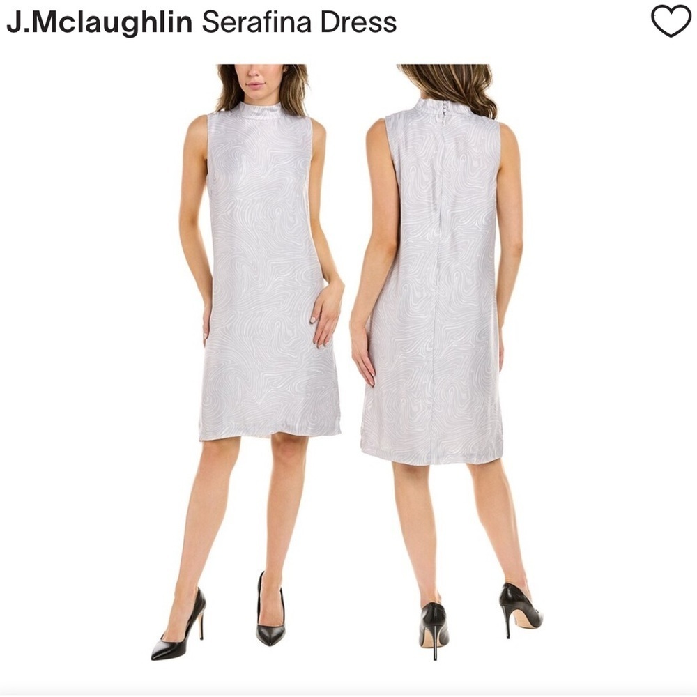 J. McLaughlin Gray Sheath Dress Sleeveless Mock Neck